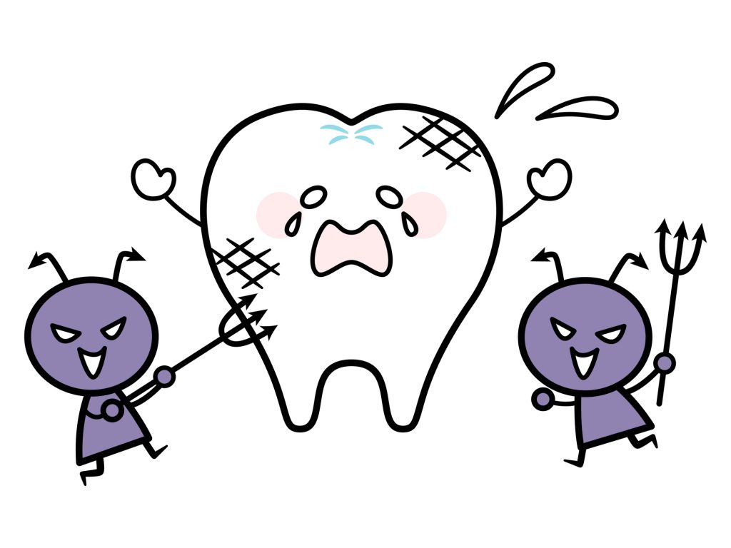 歯が虫歯菌に侵される画像